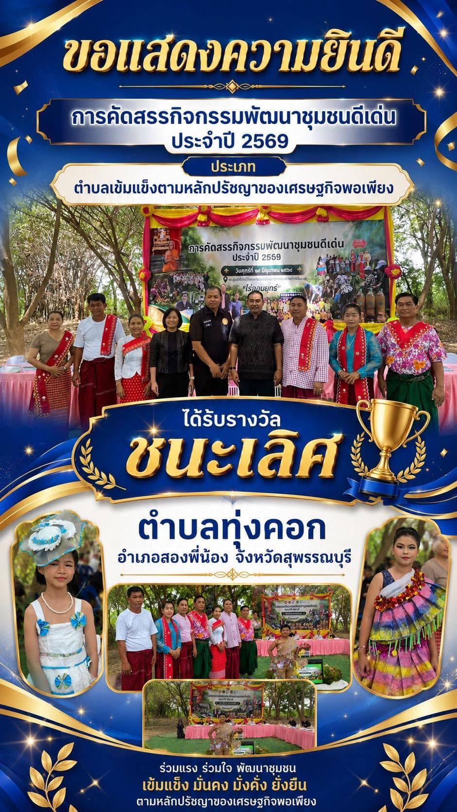 สรุปผลการคัดสรรกิจกรรมพัฒนาชุมชนดีเด่น ประจำปี ๒๕๖๙ อำเภอสองพี่น้อง